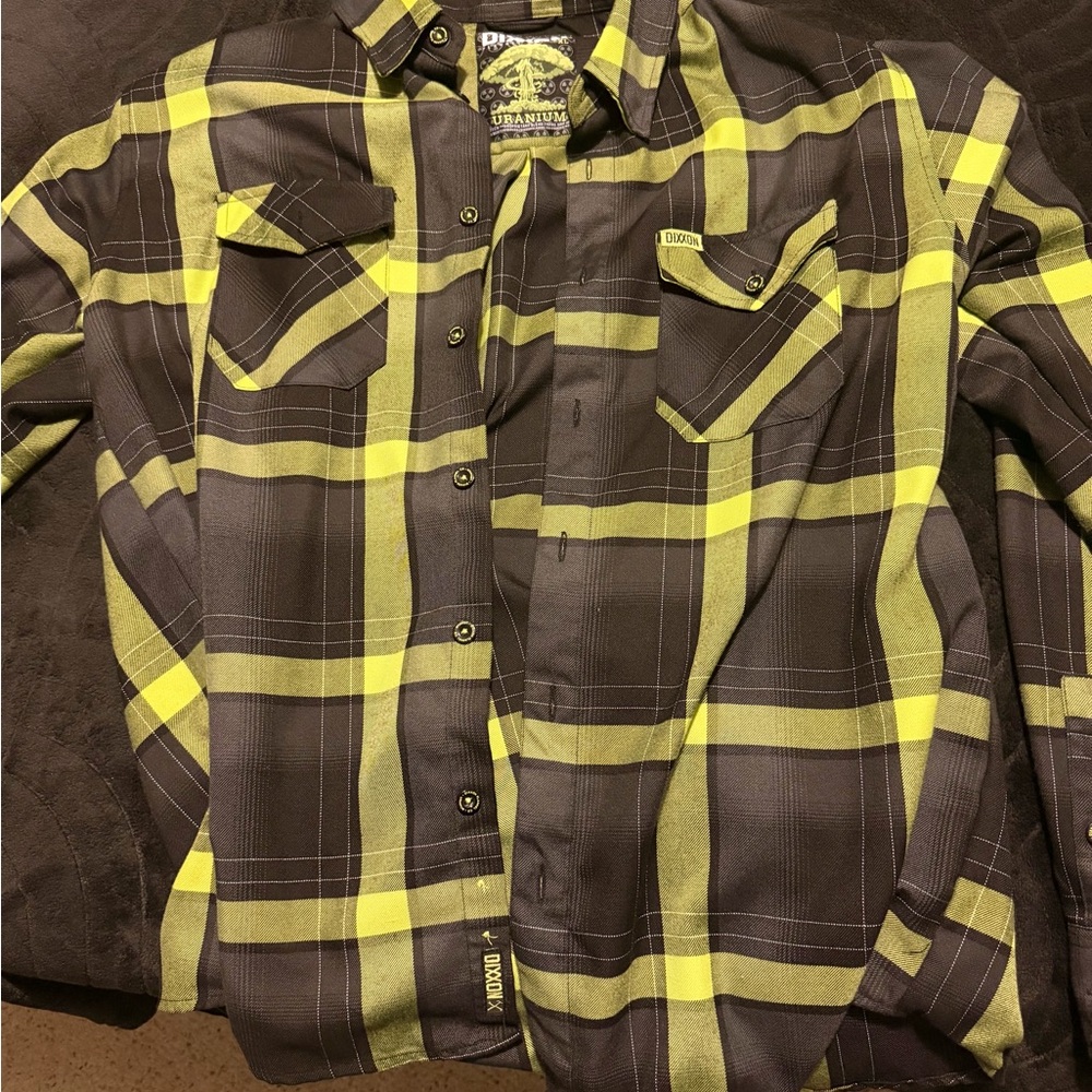 DIXXON Black and Green Plaid Casual Button Down Shirt “Uranium”